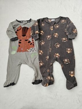 Gerber baby Footed Sleeper Bundle Tiger Bear Pajamas 0-3M